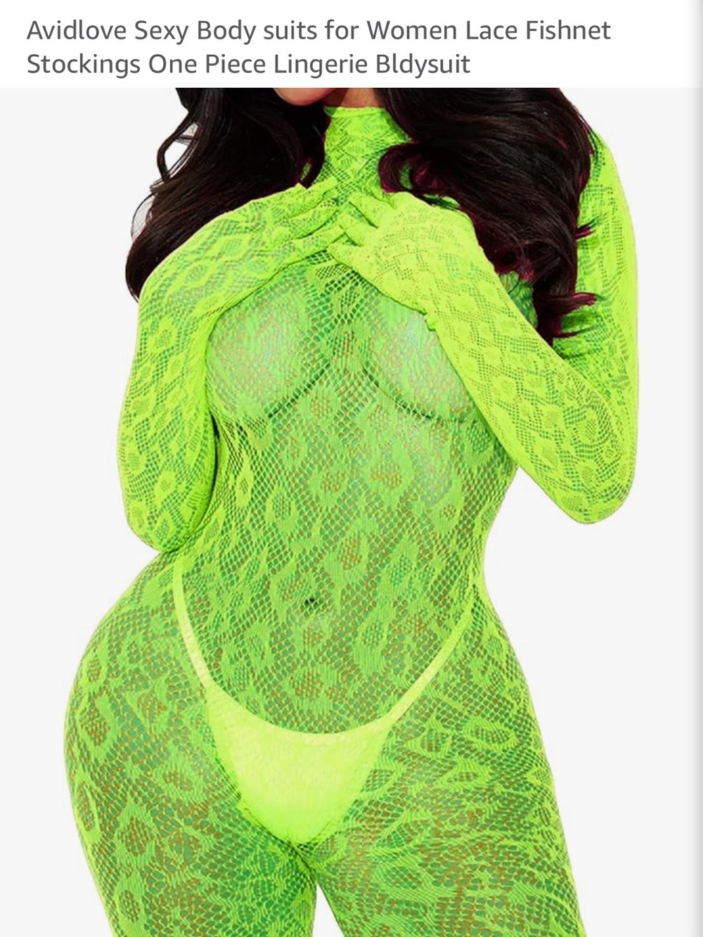 Avidlove Bright Pink Fishnet Lace Bodysuit - Picture 3 of 7